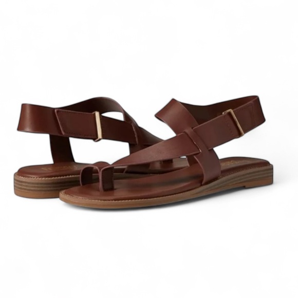 🦋Franco Sarto Strappy Sandal Dark Brown Leather - Picture 1 of 5